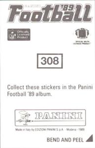 1989 Panini Stickers #308 Deron Cherry Back