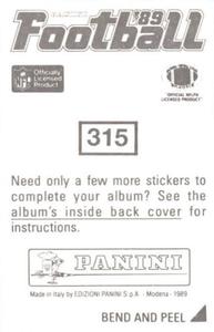 1989 Panini Stickers #315 Vann McElroy Back