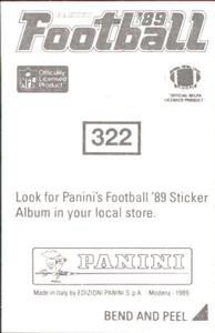 1989 Panini Stickers #322 James Lofton Back