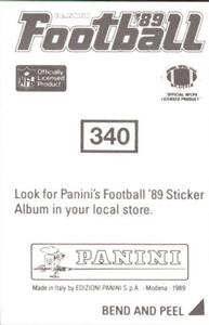1989 Panini Stickers #340 T.J. Turner Back