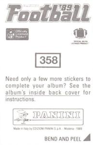 1989 Panini Stickers #358 Bobby Humphery Back