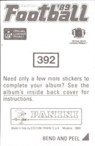 1989 Panini Stickers #392 Rod Bernstine Back