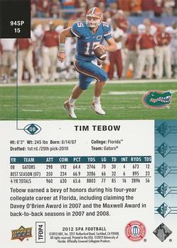 2012 SP Authentic - 1994 SP #94SP15 Tim Tebow Back