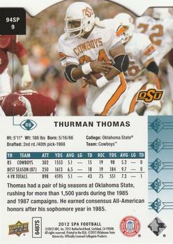 2012 SP Authentic - 1994 SP Die Cut #94SP9 Thurman Thomas Back