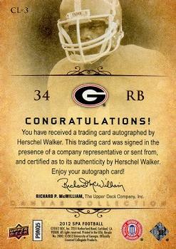 2012 SP Authentic - Canvas Legends Autographs #CL-3 Herschel Walker Back