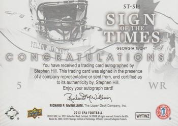 2012 SP Authentic - Sign of the Times #ST-SH Stephen Hill Back