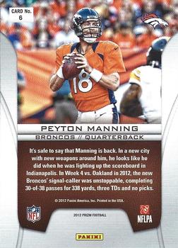 2012 Panini Prizm - Brilliance #6 Peyton Manning Back