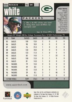 1998 UD Choice Green Bay Packers #GB4 Reggie White Back