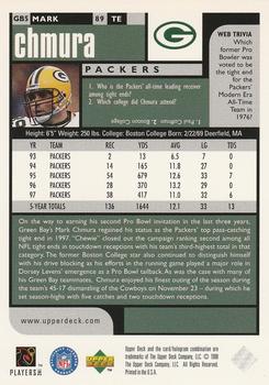 1998 UD Choice Green Bay Packers #GB5 Mark Chmura Back