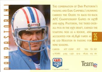 1993 Quarterback Legends #35 Dan Pastorini Back
