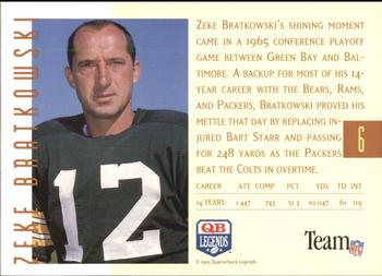 1993 Quarterback Legends #6 Zeke Bratkowski Back