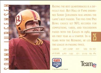 1993 Quarterback Legends #25 Sonny Jurgensen Back