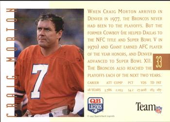 1993 Quarterback Legends #33 Craig Morton Back