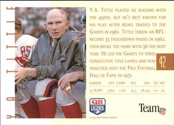 1993 Quarterback Legends #42 Y.A. Tittle Back