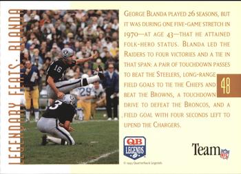 1993 Quarterback Legends #48 George Blanda Back