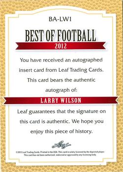 2012 Leaf Best of Football #BA-LW1 Larry Wilson Back