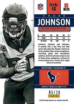 2012 Panini Contenders - Cracked Ice #40 Andre Johnson Back
