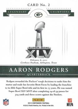 2012 Panini Contenders - Legendary Champions #2 Aaron Rodgers Back