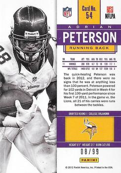2012 Panini Contenders - Playoff Ticket #54 Adrian Peterson Back