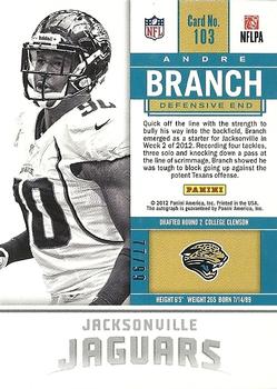 2012 Panini Contenders - Playoff Ticket #103 Andre Branch Back