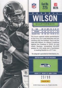 2012 Panini Contenders - Playoff Ticket #225 Russell Wilson Back