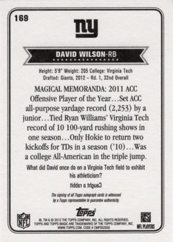 2012 Topps Magic - Autographs #169 David Wilson Back