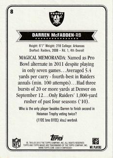 2012 Topps Magic - Mini #8 Darren McFadden Back