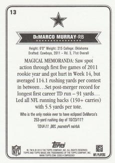 2012 Topps Magic - Mini #13 DeMarco Murray Back