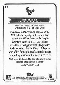 2012 Topps Magic - Mini #29 Ben Tate Back