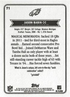 2012 Topps Magic - Mini #71 Jason Babin Back