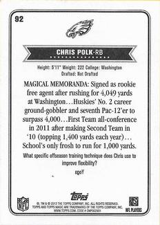 2012 Topps Magic - Mini #92 Chris Polk Back