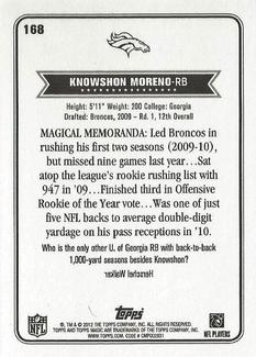 2012 Topps Magic - Mini #168 Knowshon Moreno Back
