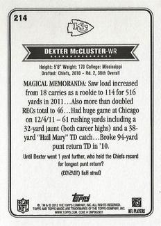 2012 Topps Magic - Mini #214 Dexter McCluster Back