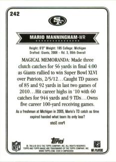 2012 Topps Magic - Mini #242 Mario Manningham Back
