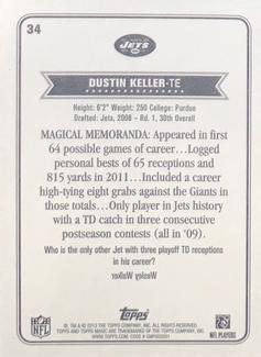 2012 Topps Magic - Mini Blue Border #34 Dustin Keller Back