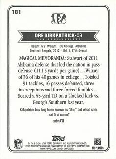 2012 Topps Magic - Mini Blue Border #101 Dre Kirkpatrick Back