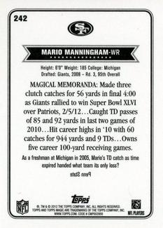 2012 Topps Magic - Mini Blue Border #242 Mario Manningham Back