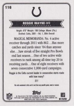 2012 Topps Magic - Relics #116 Reggie Wayne Back