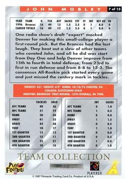 1997 Score Denver Broncos #7 John Mobley Back