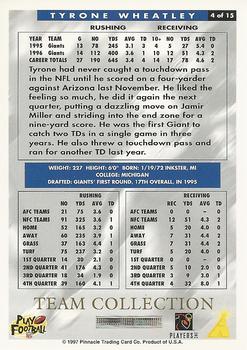 1997 Score New York Giants #4 Tyrone Wheatley Back