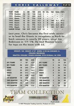 1997 Score New York Giants #8 Chris Calloway Back