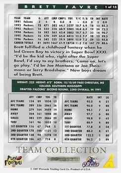 1997 Score Green Bay Packers #1 Brett Favre Back