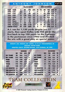 1997 Score Carolina Panthers #4 Anthony Johnson Back