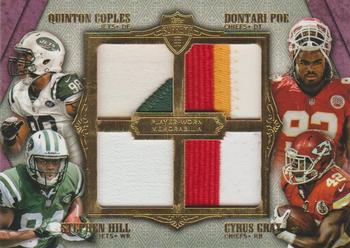 2012 Topps Supreme - Rookie Relic Quad Combos Patch Violet #SRQC-CPHG Quinton Coples / Dontari Poe / Stephen Hill / Cyrus Gray Front