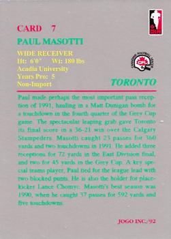 1992 JOGO #7 Paul Masotti Back