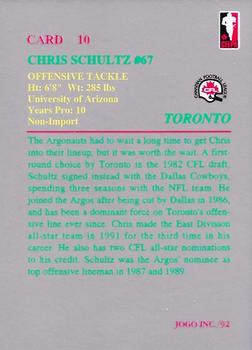 1992 JOGO #10 Chris Schultz Back