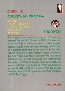 1992 JOGO #11 Andrew Murray Back