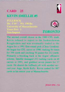 1992 JOGO #25 Kevin Smellie Back