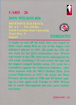 1992 JOGO #26 Don Wilson Back