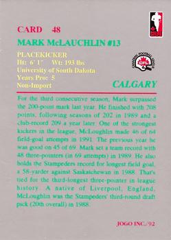1992 JOGO #48 Mark McLoughlin Back